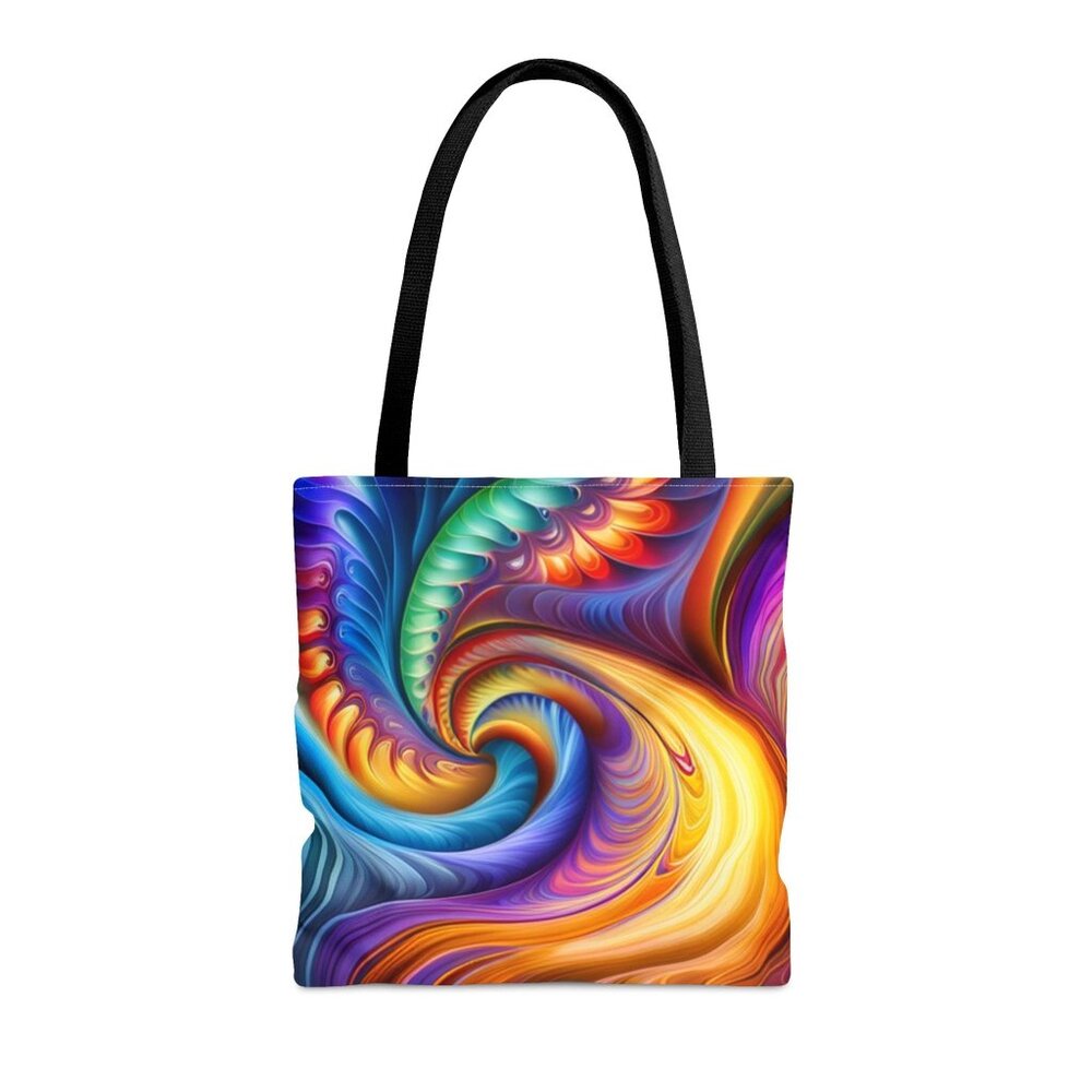 Curves Tye Dye Swirls and Ripples Tote Bag AI Medium 100% Polyester #1